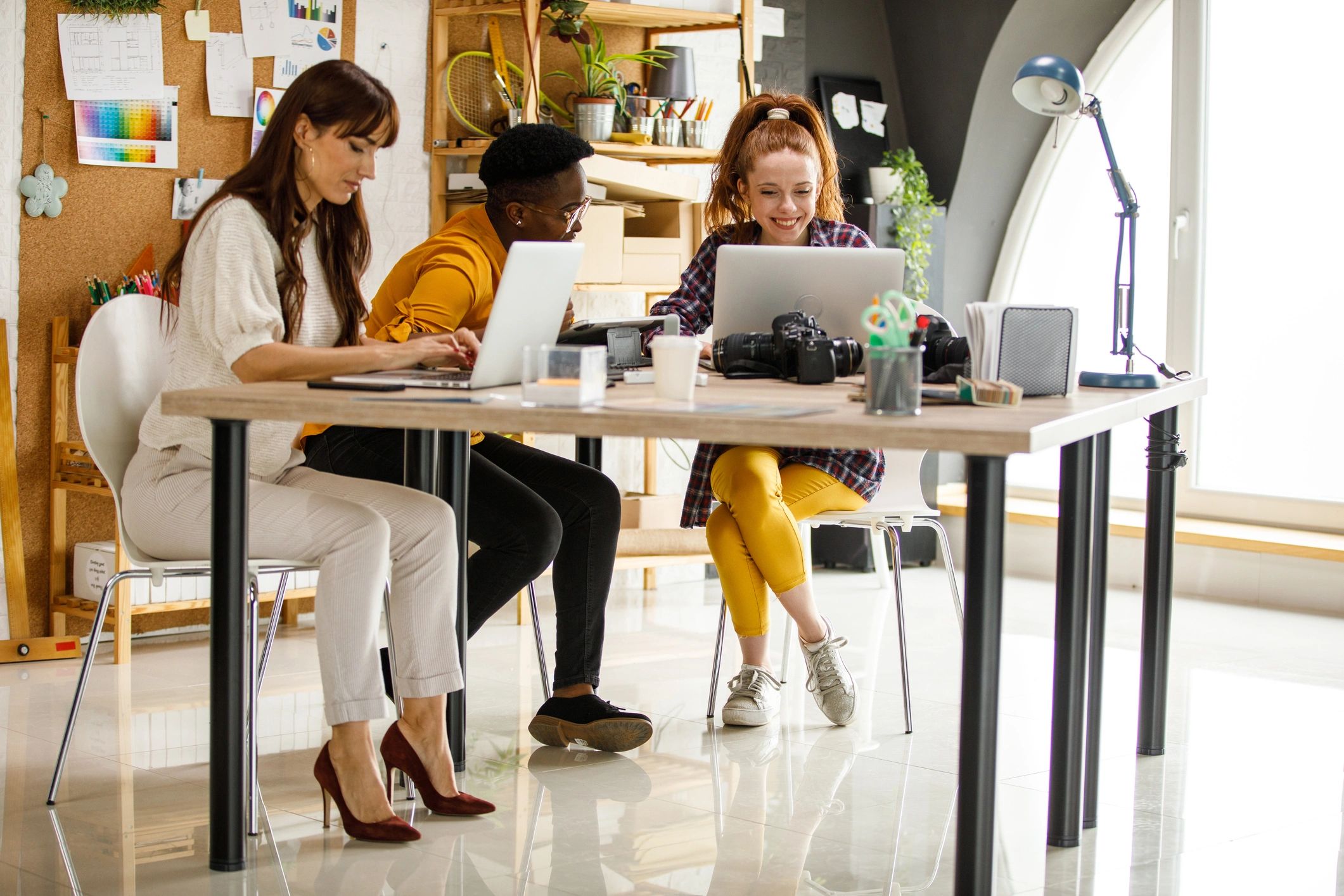 Collaborative team of professionals working together at a table