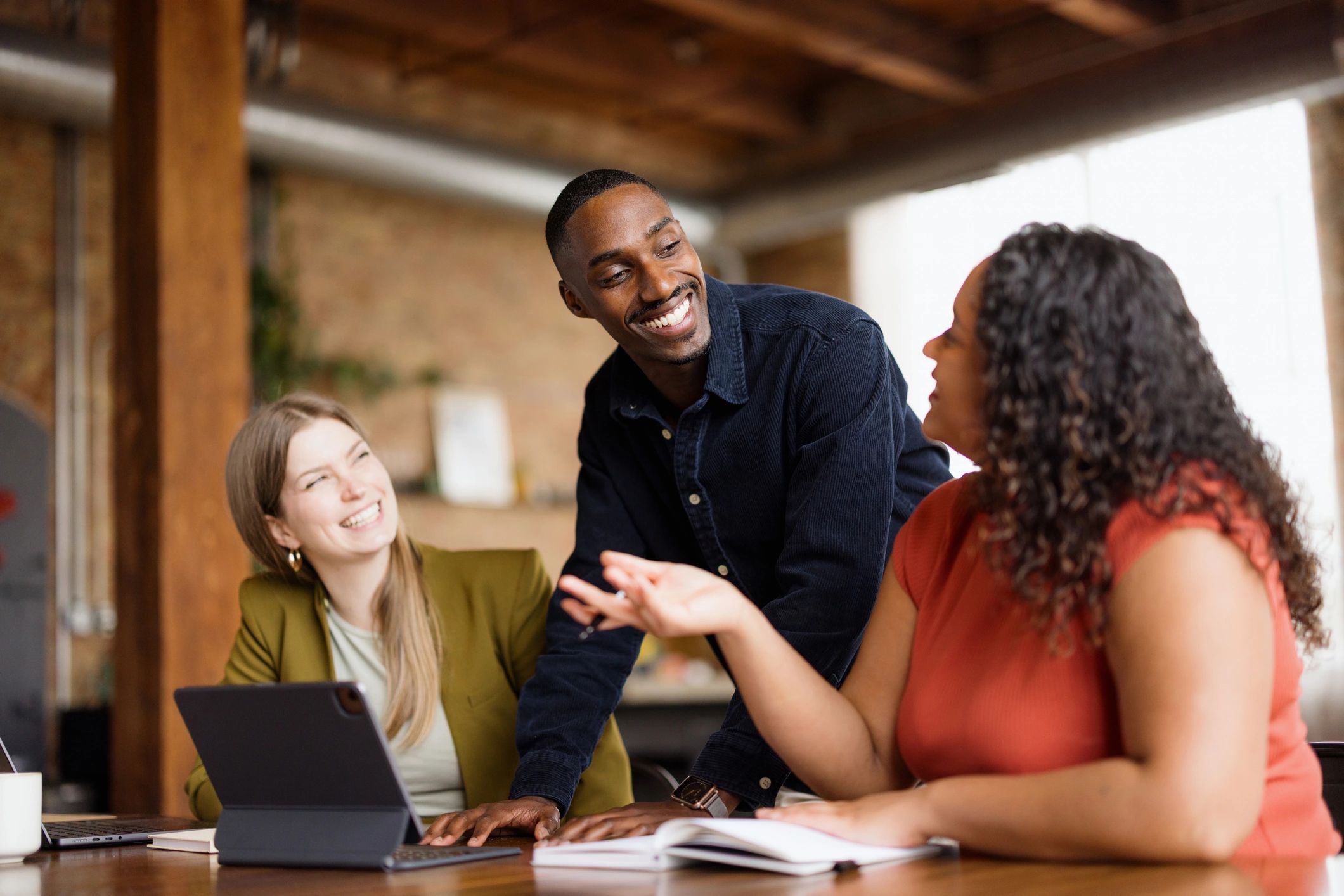 Business team collaborating during a productive office meeting